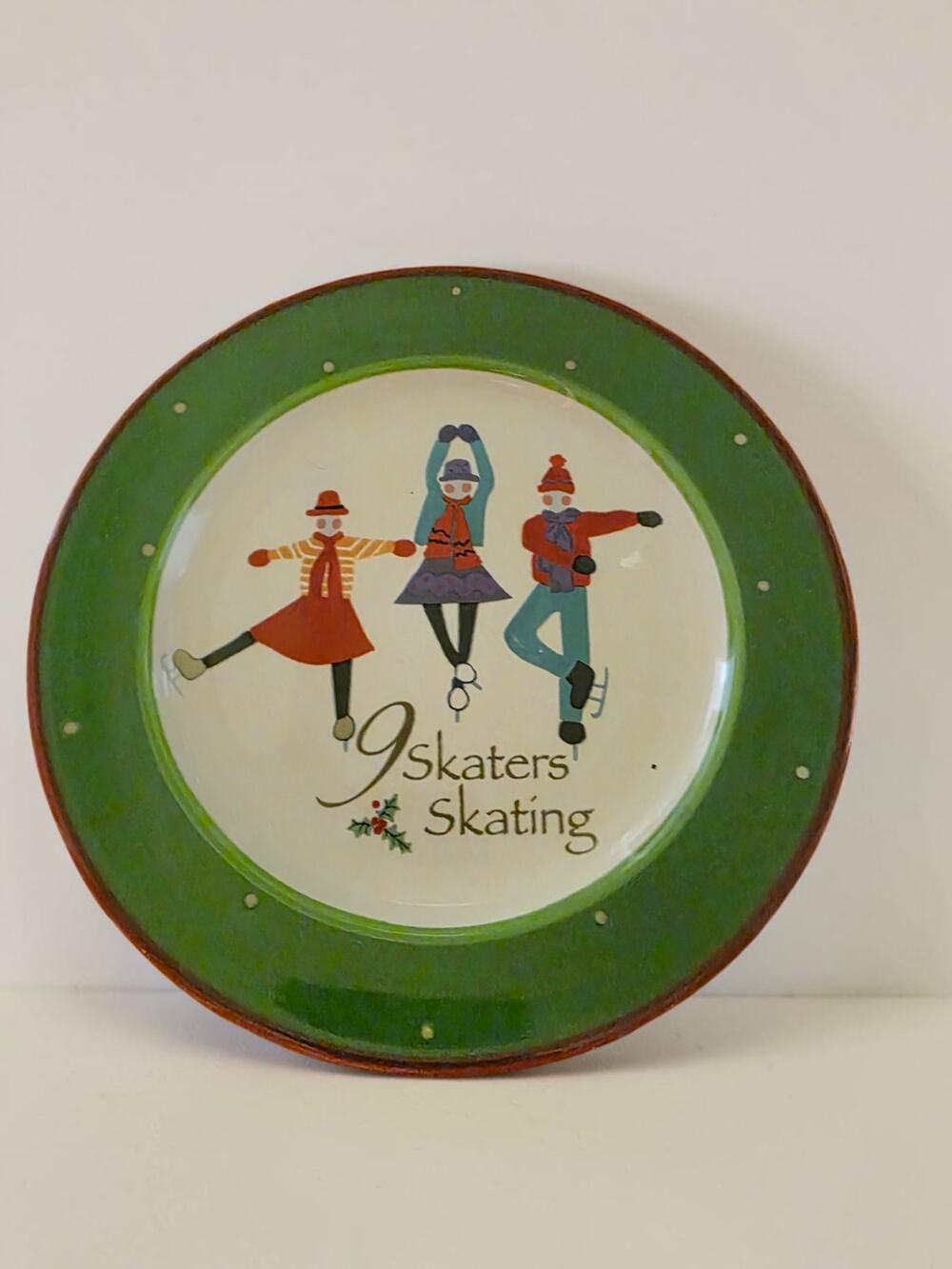 Gibson Julie Ingleman 9 Skaters Skating Christmas Plate 12 Days of Christmas